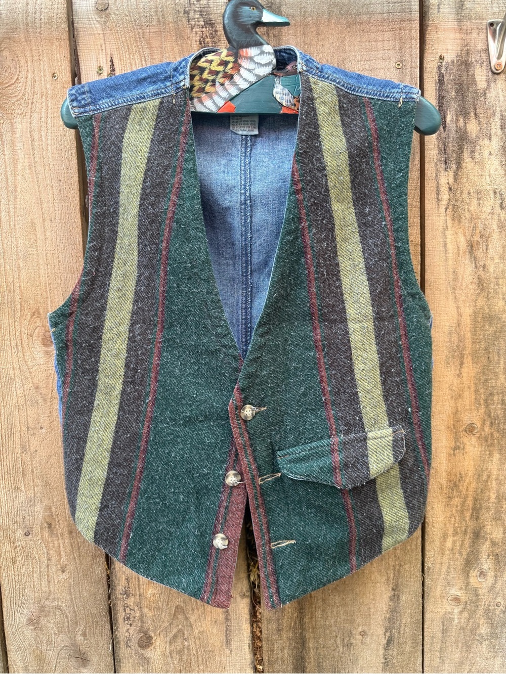 Green Striped Wool Blend Vest - Classic Layering